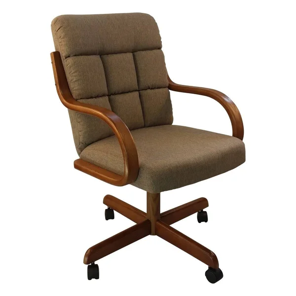 Caster Chair Company Camile Swivel Tilt Caster Arm Chair in Toast Tweed Fabric