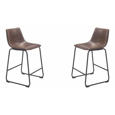 Deluca Bar & Counter Stool Foundry Select Seat Height: Bar Stool (30x22 Seat Height), Color: Brown Faux Leather, Matte Blac