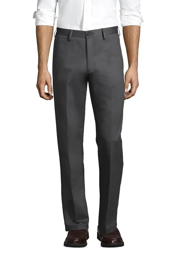 Men's Traditional Fit No Iron Chino Pants - Lands& End - Gray - 34