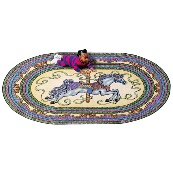 Joy Carpets 1473 Carousel Rug - Pink, 3&10x22 x 5&4x22 Oval