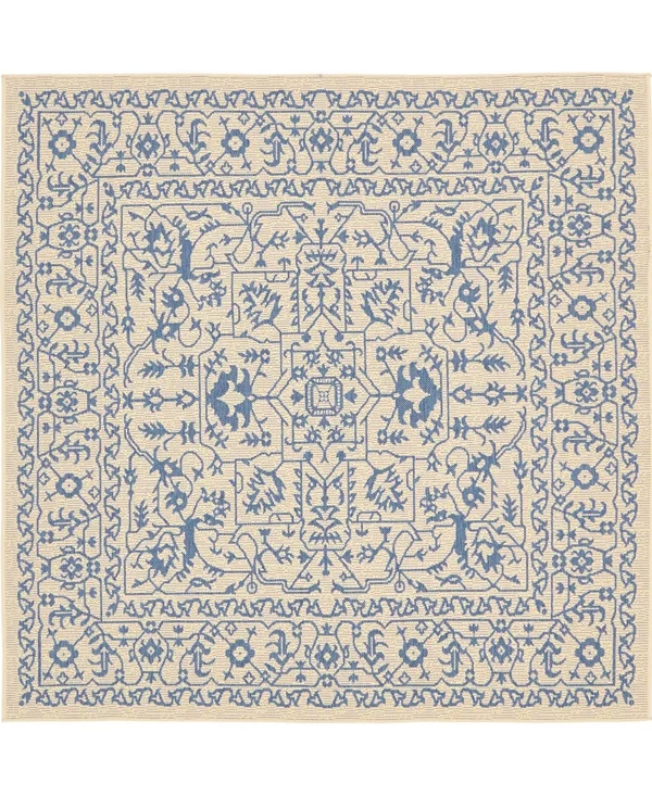 Unique Loom Allover Outdoor Area Rug (6& 0 x 6& 0 Square - Beige)