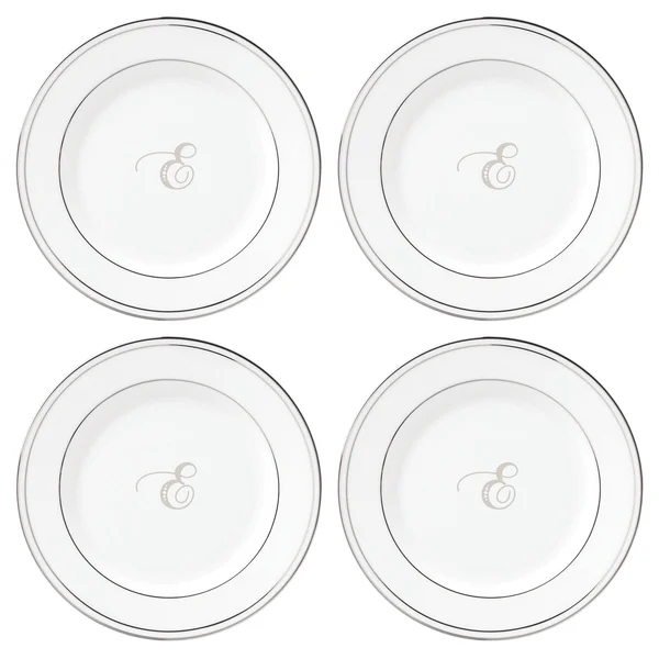 Lenox Federal Platinum Monogram Tidbit Plates, Set of 4, Script Letters - E