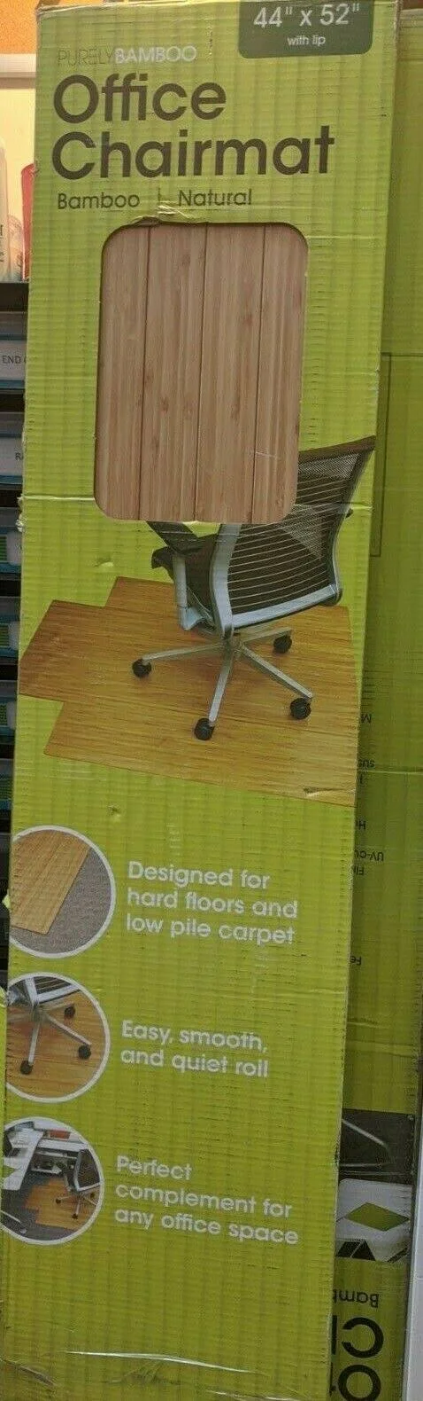 Purely Bamboo Office Chairman 44x22 x 52x22 Roll-Up w/Lip