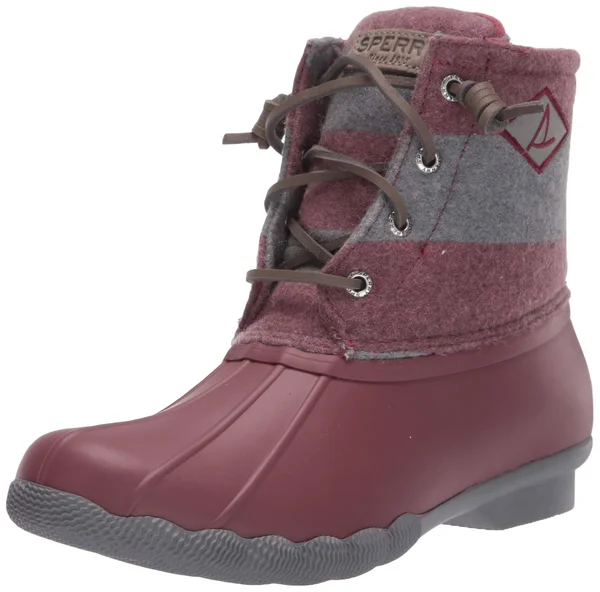 Sperry Saltwater Varsity Stripe Wool (Wine/Grey) Women's Rain Boots