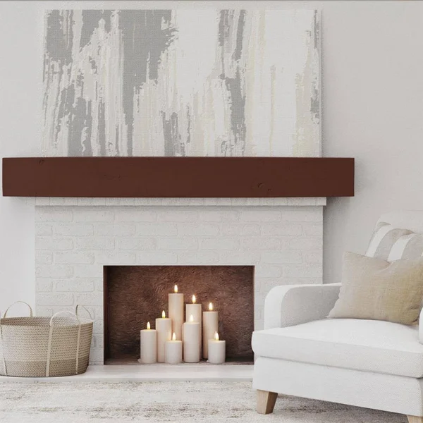 Ekena Millwork MANUKP04X06X72PE 4x22H x 6x22D x 72x22W Knotty Pine Faux Wood Fireplace Mantel - Natural Pecan