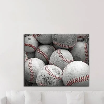 &Vintage Baseballs& by Brooke T. Ryan - Print on Canvas Harriet Bee Size: 32x22 H x 40x22 W x 1.5x22 D