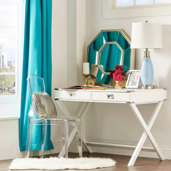 Chelsea Lane X-Base Campaign Desk, Multiple Colors, Blue
