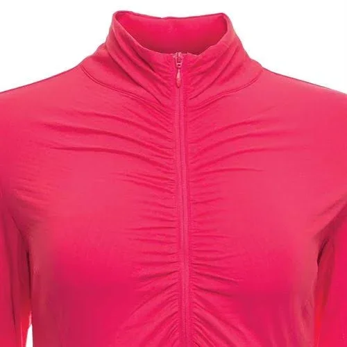 IBKUL Golf- Ladies Rouched Long Sleeve Mock