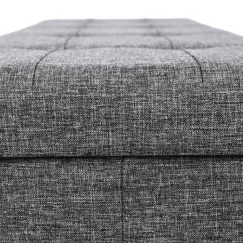 SONGMICS Folding Storage Ottoman Bench Storage Chest Foot Rest Stool with Metal SUPPORT, Holds Up to 660lb, Dark Grey ULSF77K