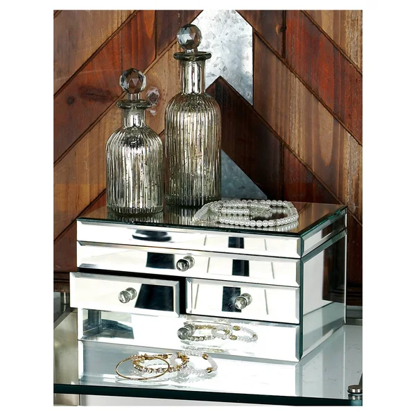 Benzara Prestigious Styled Wood Mirror Jewelry Box