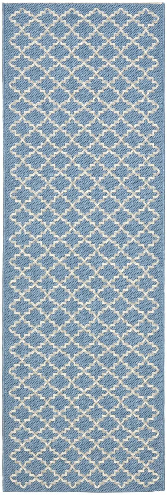 Safavieh Courtyard Blue & Beige 2&-3x22 x 16& Indoor/Outdoor Rug