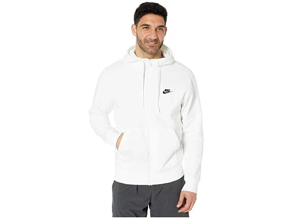 Nike Men's Sportswear Club Fleece Full-Zip Hoodie BV2645-100 - White/White/Black - M