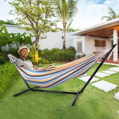 Indoor Outdoor Portable Hammock Camping Hammock Hanging Chair with Space Saving Steel Stand Includes Portable Carrying Case for