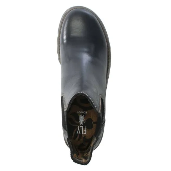Fly London Salv Black Leather Wedge Chelsea Boots Colour: Black LEATHE