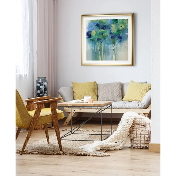 Birch in Blues -Framed Giclee Print - 32x32