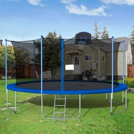 Segmart Trampoline for Kids - New Upgraded 16& Outdoor Trampoline with Safety Enclosure Net, Basketball Hoop and Ladder, Heavy-Du