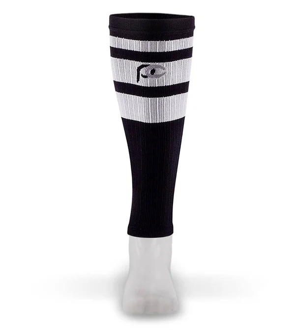 Pro Compression Calf Sleeves, Black Classic Stripe, L/XL, Best Compression Sleeves for Men, Women, Running, Sports