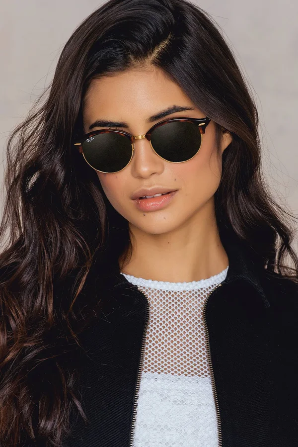 Ray-Ban CLUBROUND RB4246 Round Sunglasses For Unisex, 51-19-145, 990-RED HAVANA