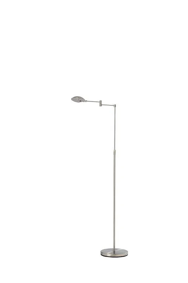37 in - 50 in Adjustable Luna LED Swing Arm Satin Steel Studio Reading Floor Lamp