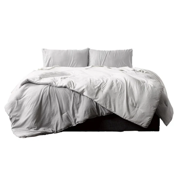 Reversible Brushed Microfiber Plush Down-Alt Comforter 3 Piece Set White/Platinum - King