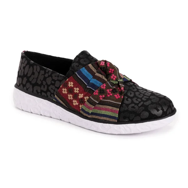 Muk Luks Boardwalk Stepping Out 7 Women's Black-Leopard
