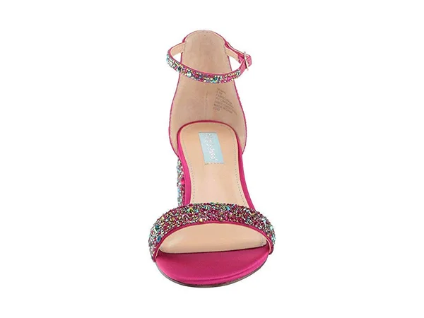 Blue by Betsey Johnson Womens Mari Satin Embellished Heels