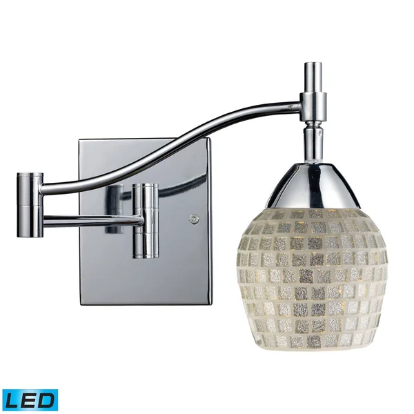 Elk Lighting Celina 1-Light Swingarm Sconce in Polished Chrome & Silver Glass 10151/1PC-SLV-LED