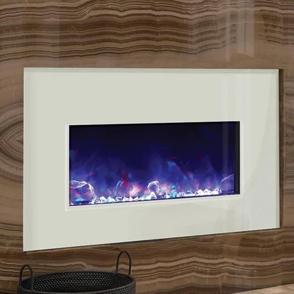 Amantii 10701133B 40x22x 26x22 White Fireplace Glass Surround for INSERT-30-4026-BG