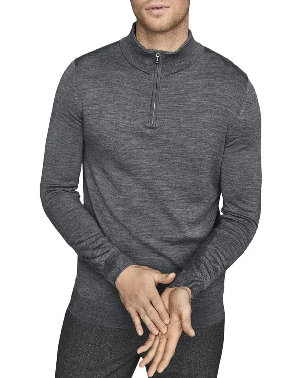 Men's Reiss Blackhall Wool Half Zip Pullover - Size Small - Grey