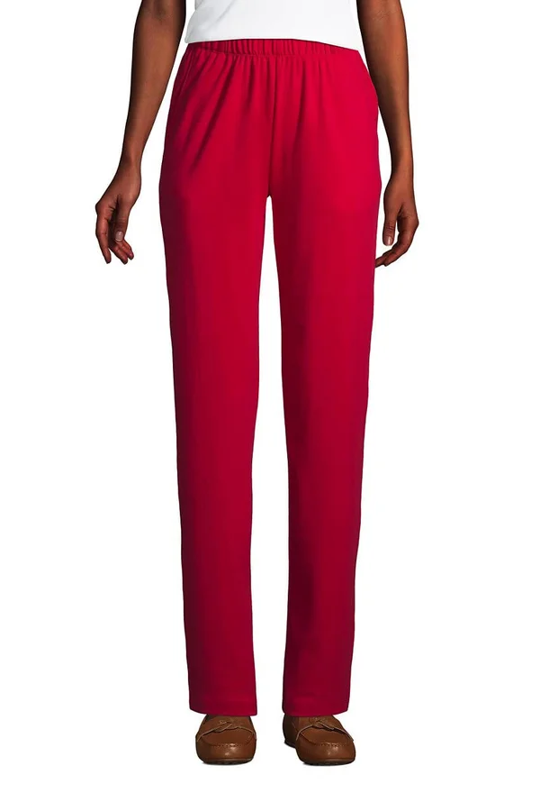 Lands& End Women's Sport Knit High Rise Elastic Waist Pull on Pants