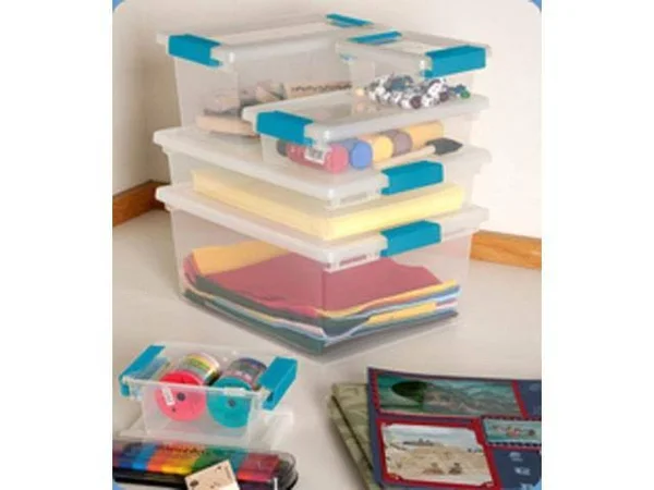 Sterilite Deep File Clip Box Clear Storage Tote Tub Container with Lid, 12 Pack