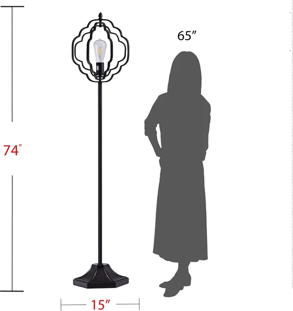 Southern Enterprises Lysander Black Geometric Floor Lamp