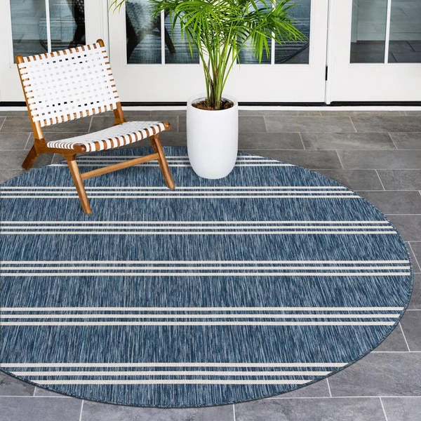 Jill Zarin Outdoor Anguilla 4& x 4& Round Area Rug - Blue