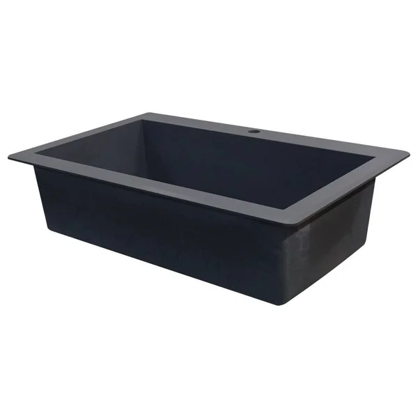 Transolid Radius Drop-in 33-in x 22-in Black Single Bowl 3-Hole Kitchen Sink, RTSS3322-09-CAD