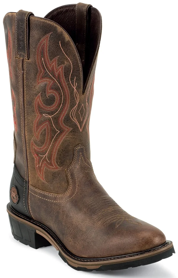 Justin Men's Rugged Utah Hybred Western Work Boots, Brown