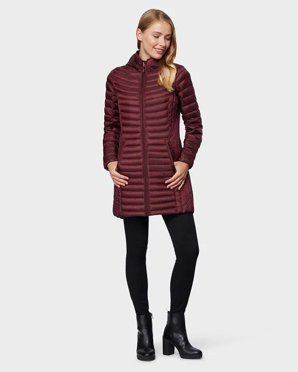 32 Degrees Women's Ultra-Light Long Packable Down 3/4 Jacket Black - XXL