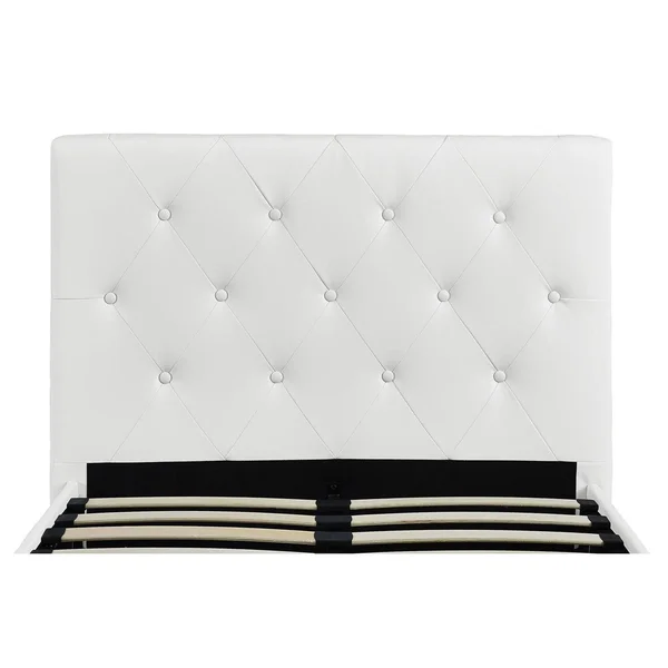 DHP Dakota Upholstered Faux Leather Platform Bed, Twin, White