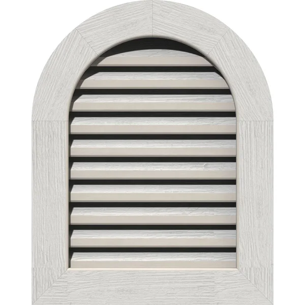 Ekena Millwork GVWRT22X2401RFPWR 22x22W x 24x22H Round Top Gable Vent (27x22W x 29x22H Frame Size): Primed - Functional, Rough Sa