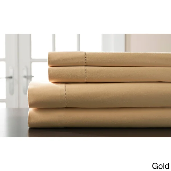 T400 Hemstitch Gold Twin Sheet Set