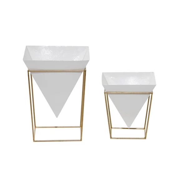 CosmoLiving by Cosmopolitan Contemporary Metal Planter Multi Colored Set of 2
