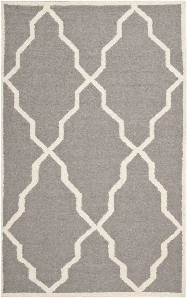 Safavieh 9& x 12& Dhurries DHU567A Grey - Ivory Rug