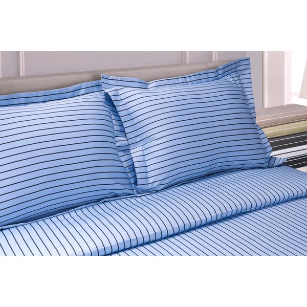 Superior 600 Thread Count Bahama Stripe Cotton Blend Duvet Cover Set Taupe/White Stripes 3 Piece Queen - Full - Queen, Full