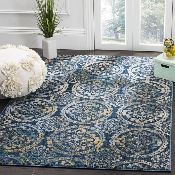Safavieh EVK517D Evoke Navy, Creme Area Rug - 4& x 6&