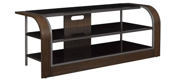 Twin-Star International TC656392H371 65 in. TV Stand with 2 Black Tempered Glass Shelves