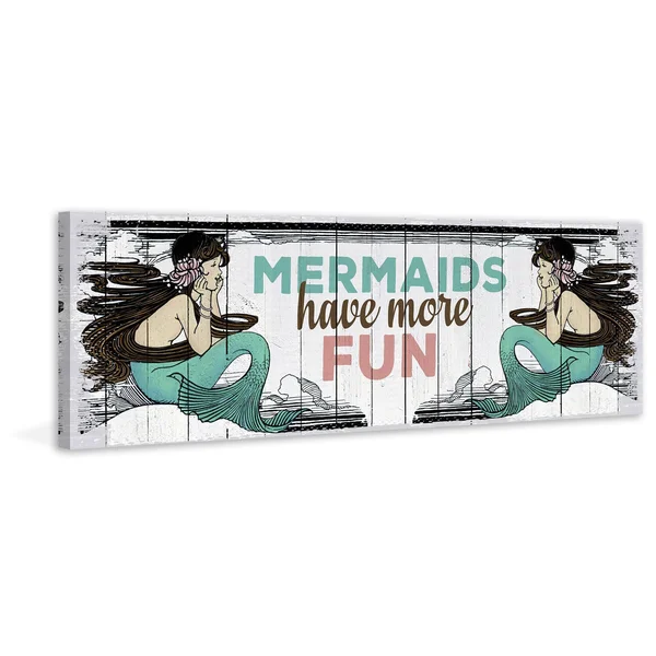 Marmont Hill - Mermaid Fun Painting Print on Wrapped Canvas - Gray