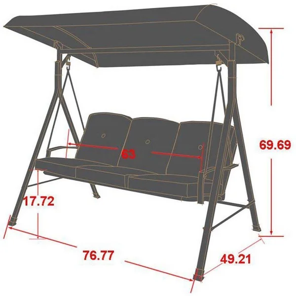 Mainstays Forest Hills 3-Seat Cushion Canopy Porch Swing