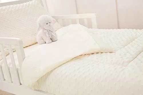 TL Care Minky Dot Chenille 4-Piece Toddler Bedding Set - Ecru
