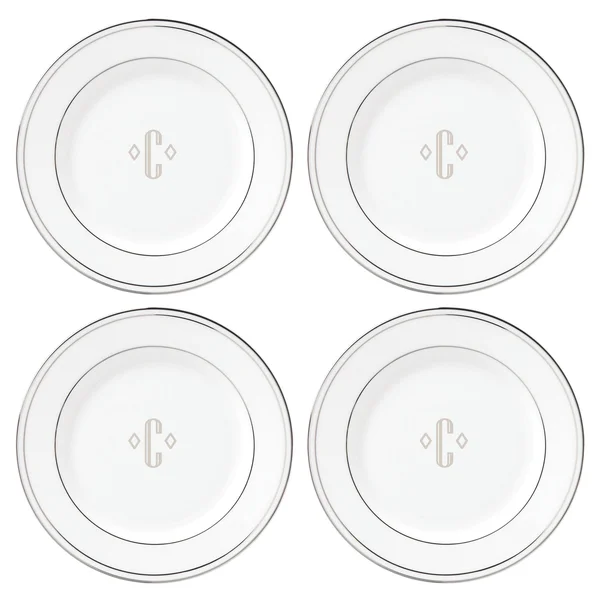 Lenox Federal Platinum Block Monogram Dinnerware Tidbit Plates - Set of 4, N