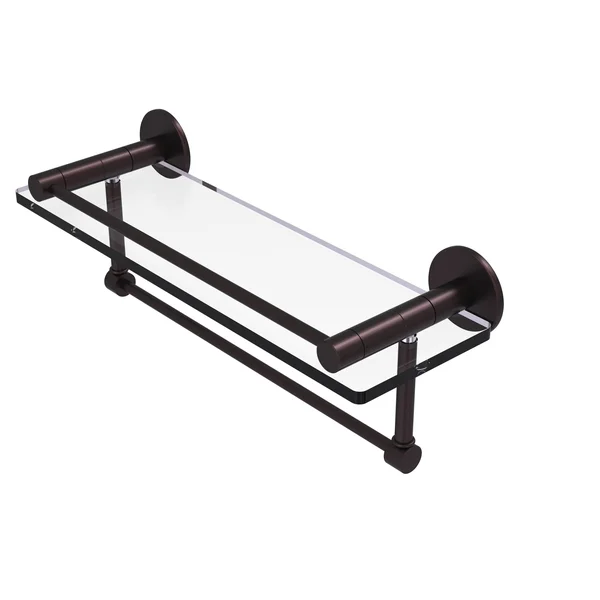 Allied Brass Fresno Collection 16 inch Glass Shelf with Vanity Rail and Integrated Towel Bar