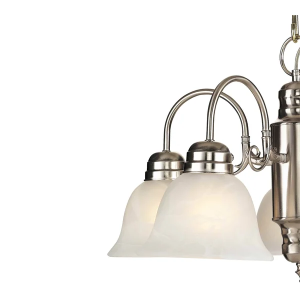 5 Light Down Chandelier with Nickel Finish with Alabaster Glass